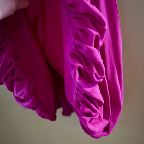 ⭐️ CACHE PURPLE PINK SLEEVELESS EMPIRE WAIST BUBBLE HEM COCKTAIL PARTY DRESS - Picture 7 of 9